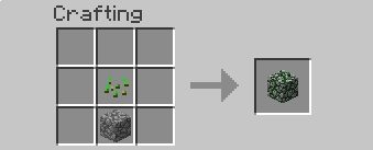 Les ingrédients peuvent être placeés n'importe où à condition que la cobblestone soit en dessous des graines.