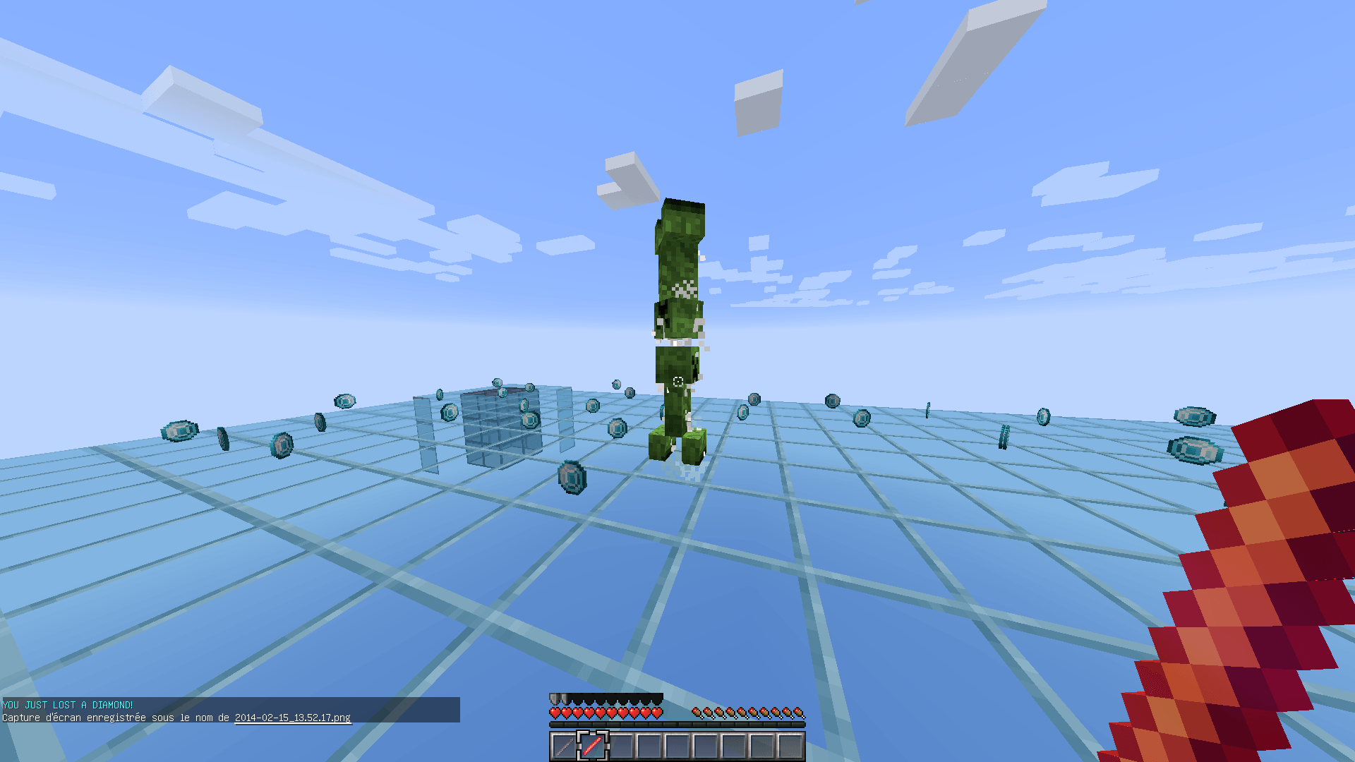 Un creeper à l'envers sur un autre
