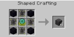 Blood Magic - Craft de la Ritual Stone : Une Apprentice BloodOrb au centre, 4 Reinforced Plates à gauche, à droite, en haut et en bas et 4 obsidiennes dans les coins. Vous recevrez 4 Ritual Stones.