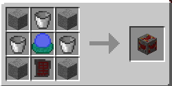 Blood Magic - Craft de la Augmented Capacity Rune : Un Magician's Blood Orb au centre, des seaux en haut, à gauche et à droite, une Imbued en bas et de la Stone dans les coins.