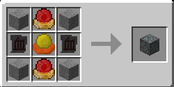 Blood Magic - Craft de la Rune : un Master Blood Orb au centre, deux Basic Slates sur les côtés, deux Weak Blood Orb en haut et en bas et de la Stone sur les côtés.