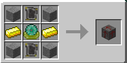 Blood Magic - Craft de la Sacrifice Rune : un Apprentice Blood Orb au centre, deux lingots d'or sur les côtés, deux Reinforced Slates en haut et en bas et de la Stone dans les coins.