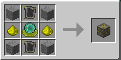 Blood Magic - Craft de la Self-Sacrifice Rune : une Apprentice Blood Orb au centre, deux poudres de Glowstone sur les côtés, deux Reinforced Plates en haut et en bas et de la Stone dans les coins.