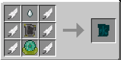 Blood Magic - Craft du Air Sigil : une Reinforced Slate au centre, une larme de Ghast en haut, un Apprentice Blood Orb en bas et 6 plumes sur les côtés.