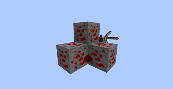 minerai redstone + pioche + redstone poudre