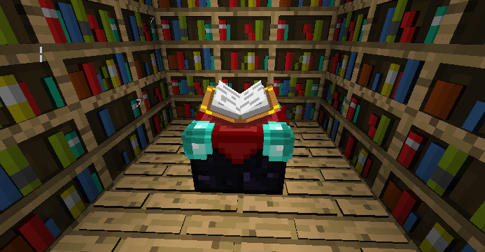 Default 3D - Une table d'enchantement entouré de bibliothèques