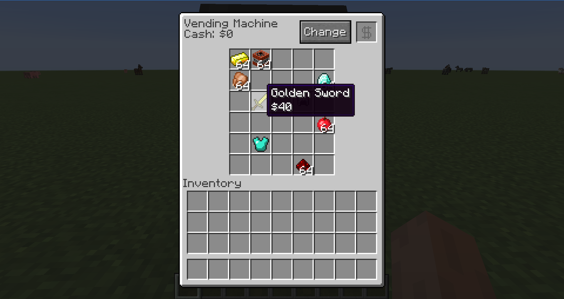 Interface de la machine à vendre de Good Ol' Currency