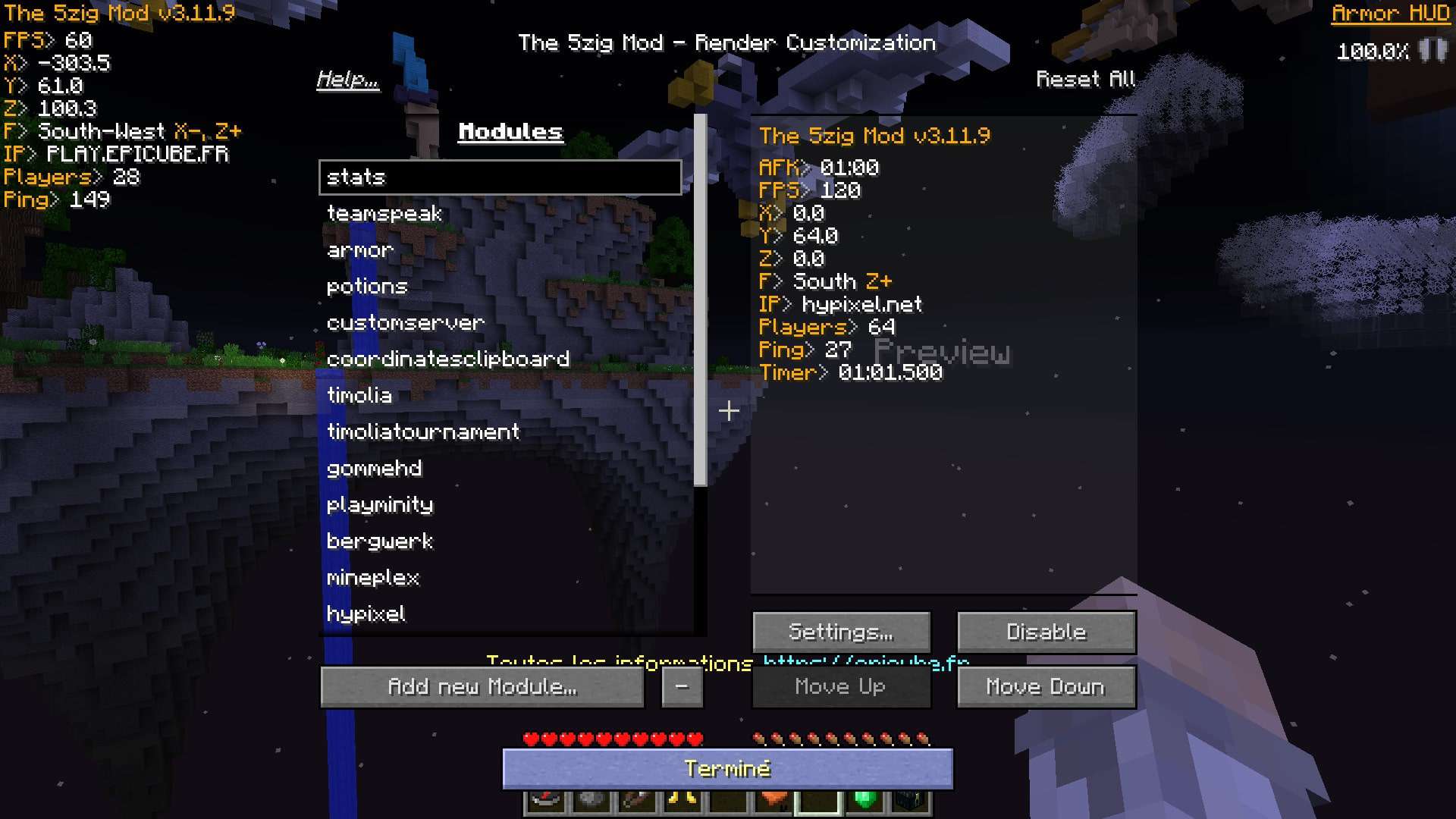 liste des modules de 5zig Mod