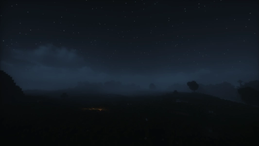 La nuit dans Minecraft sous le brouillard