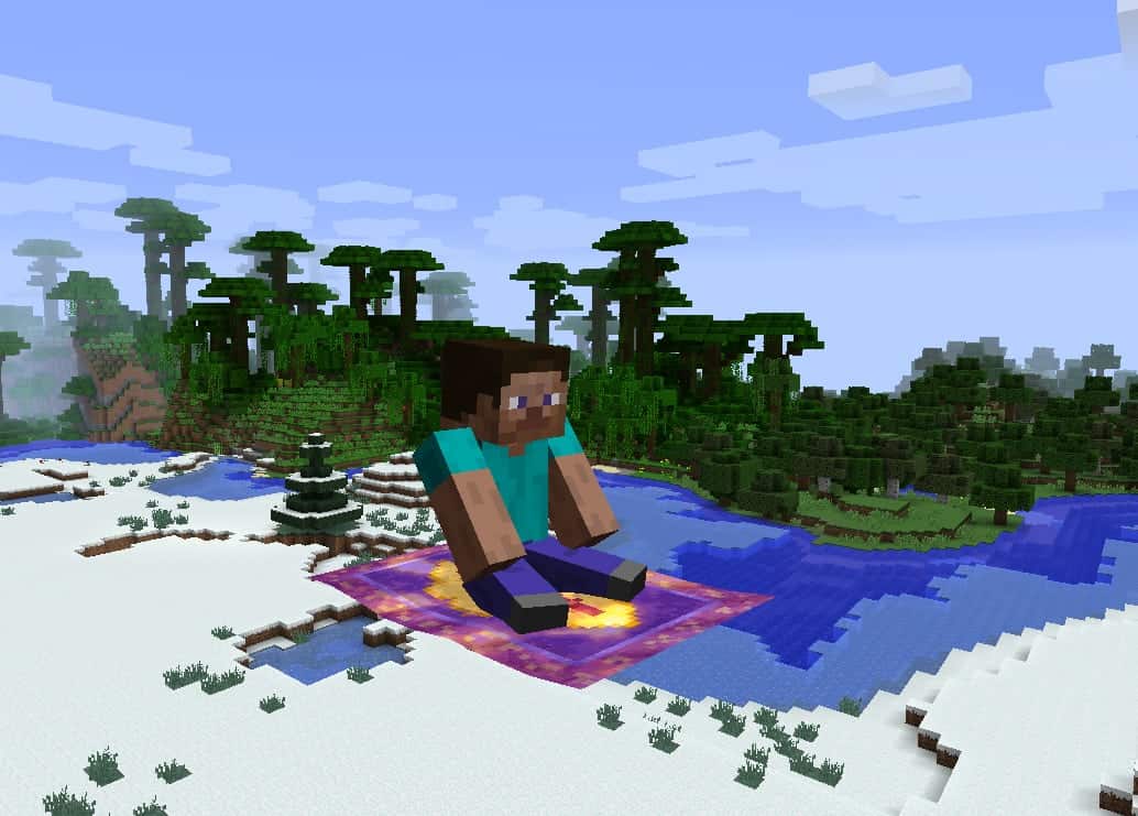 The Flying Things : Un joueur en plein vol avec le tapis volant