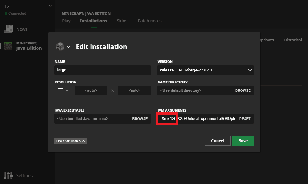 Allouer de la ram à Minecraft : Ajout du nombre de ram que l'on veut