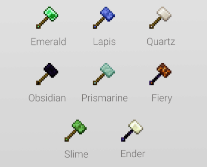 Les marteaux supplémentaires du mod Vanilla Hammers