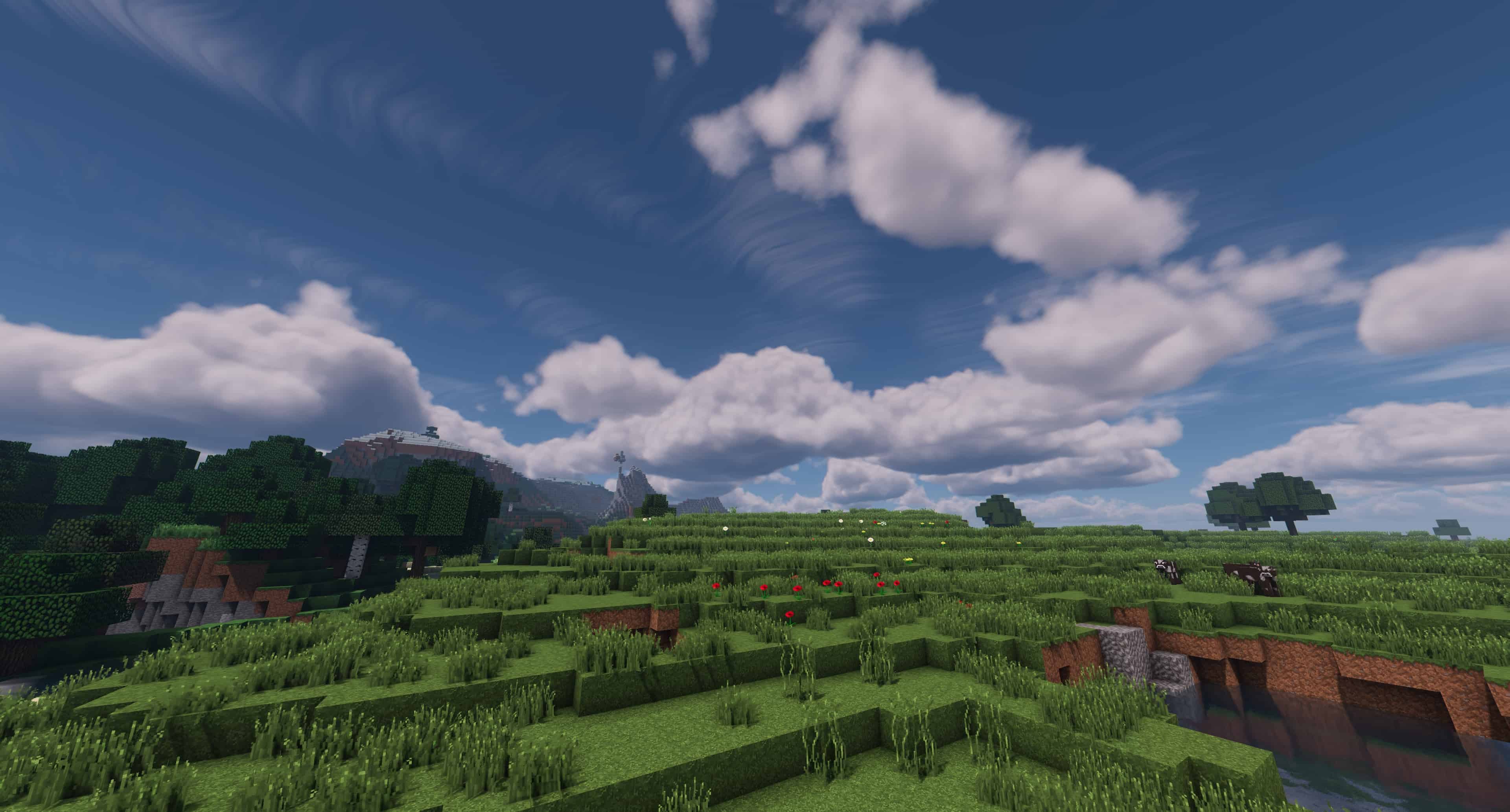Une plaine dans Minecraft avec Kappa Shader