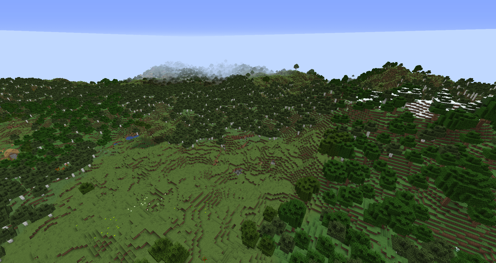 Une plaine générée avec le mod Simplex Terrain Generation
