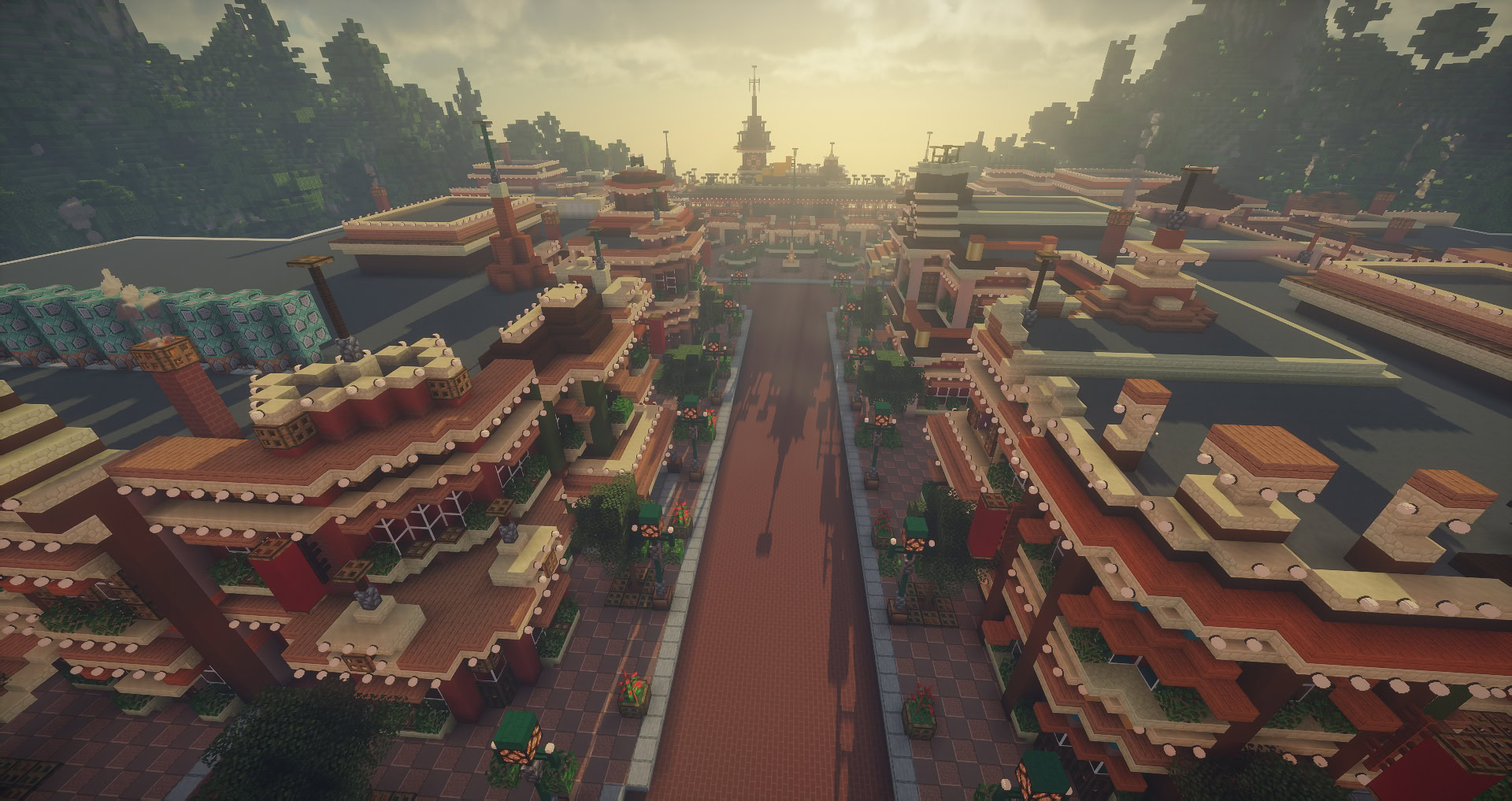 L'avenue vue de haut du serveur MagicCraft