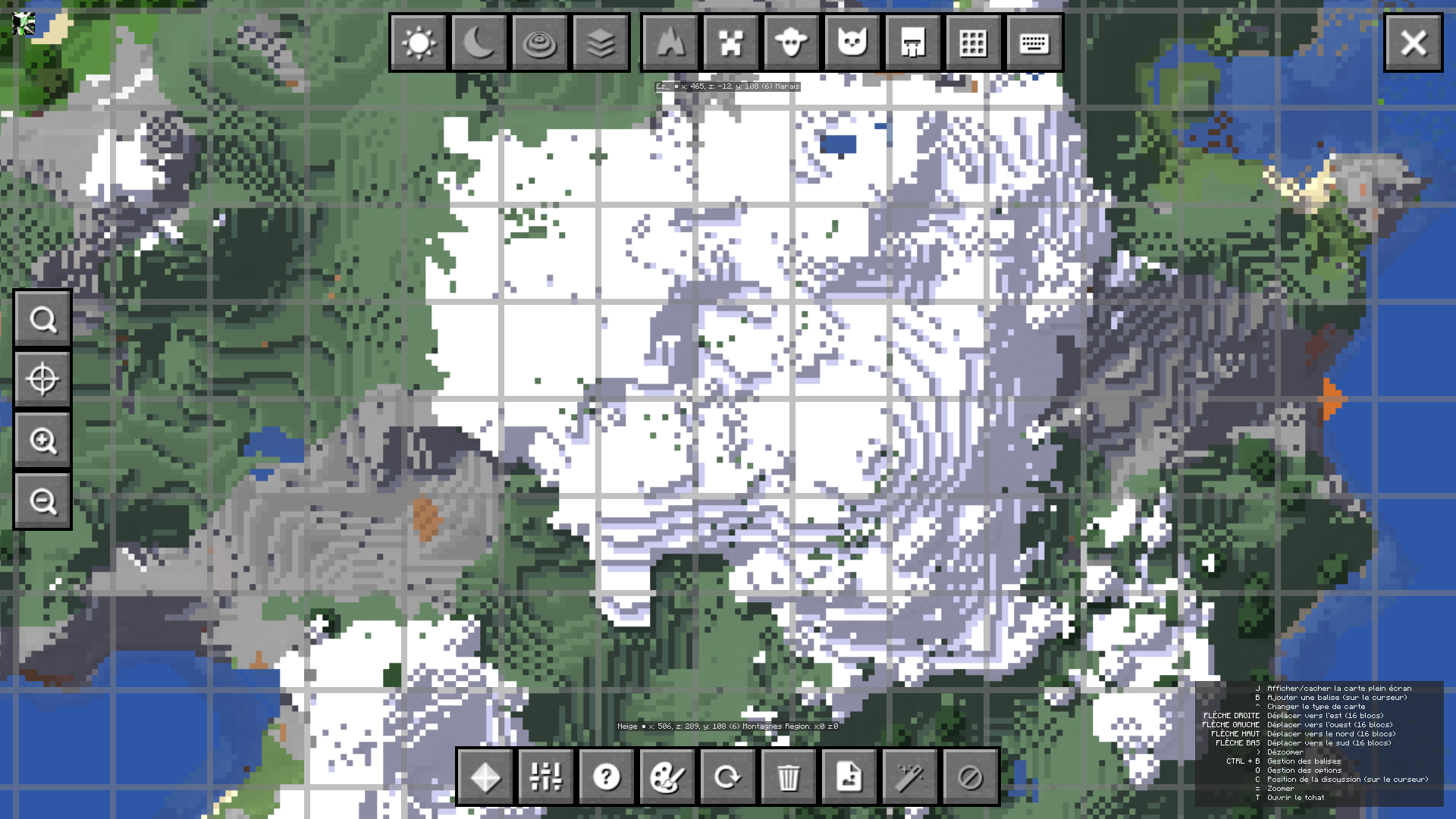 JourneyMap : Aperçu de la carte du monde dans Minecratf