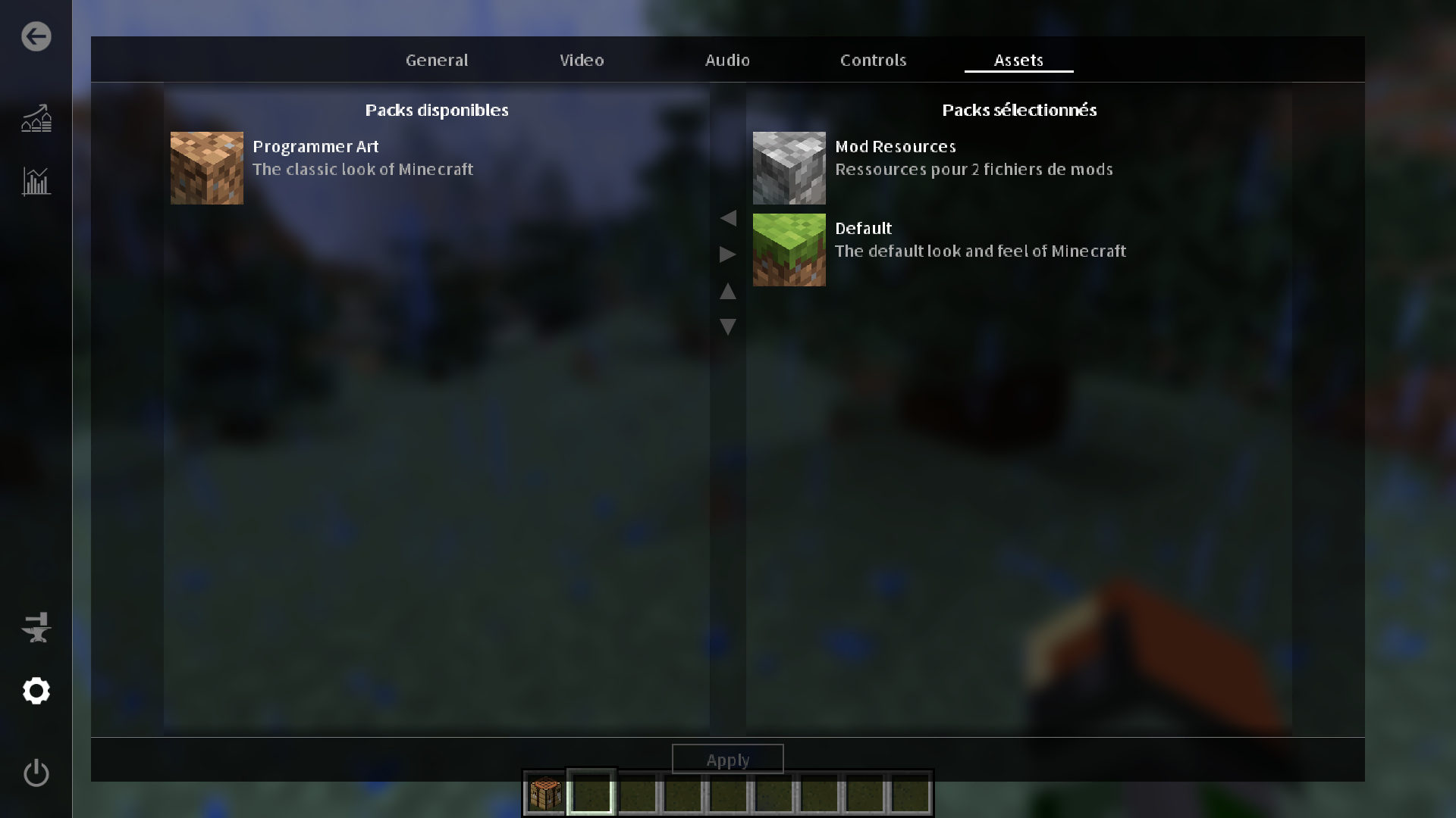 Modern UI : Le menu de gestion des resource packs