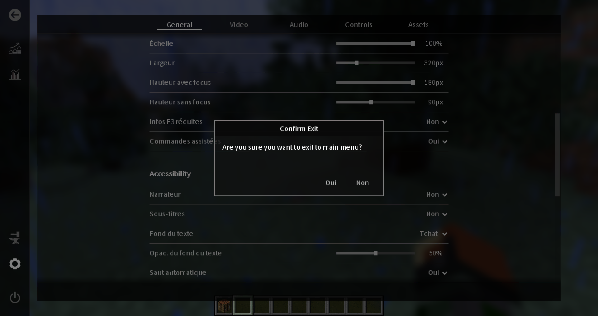 Modern UI : L'interface lorsque l'on quitte le menu de configuration