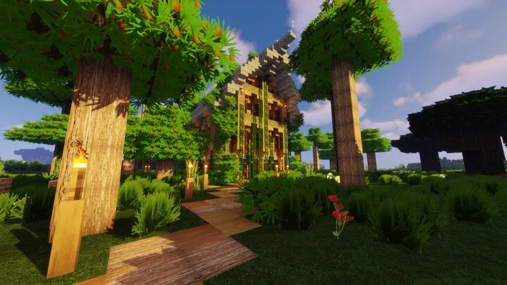 Resource Pack - Pandonis Realistics : Construction d'une maison par un joueur Minecraft