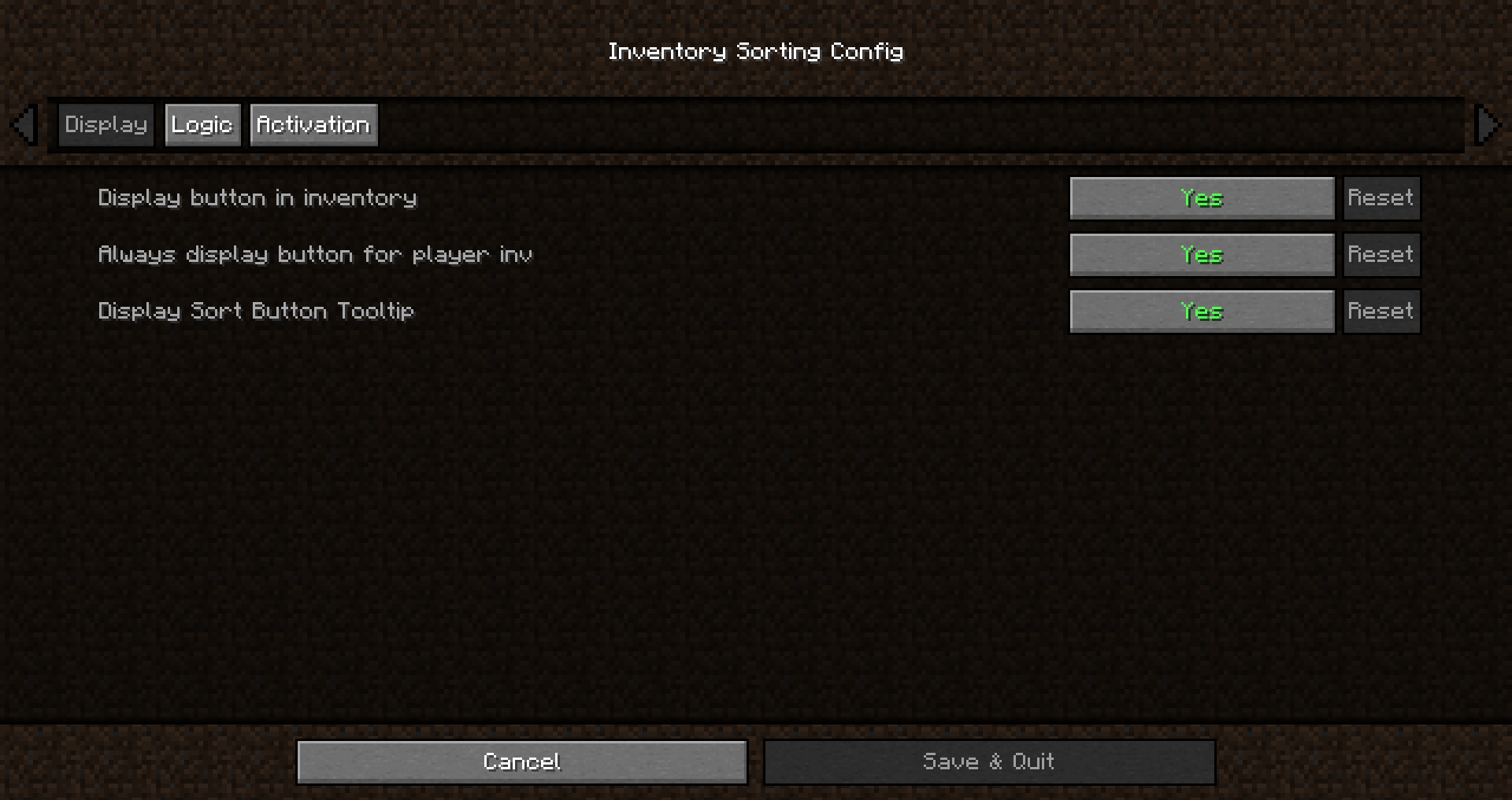 Configuration Inventory Sorting
