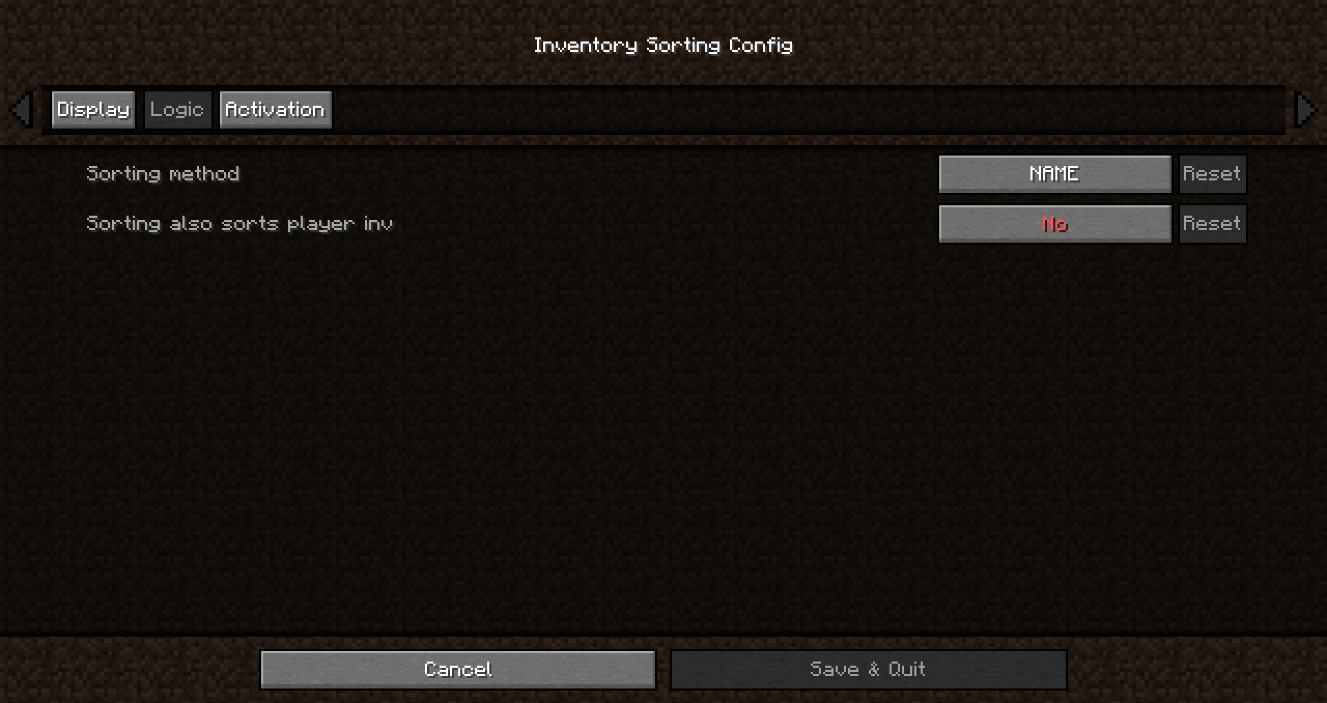 Configuration Inventory Sorting