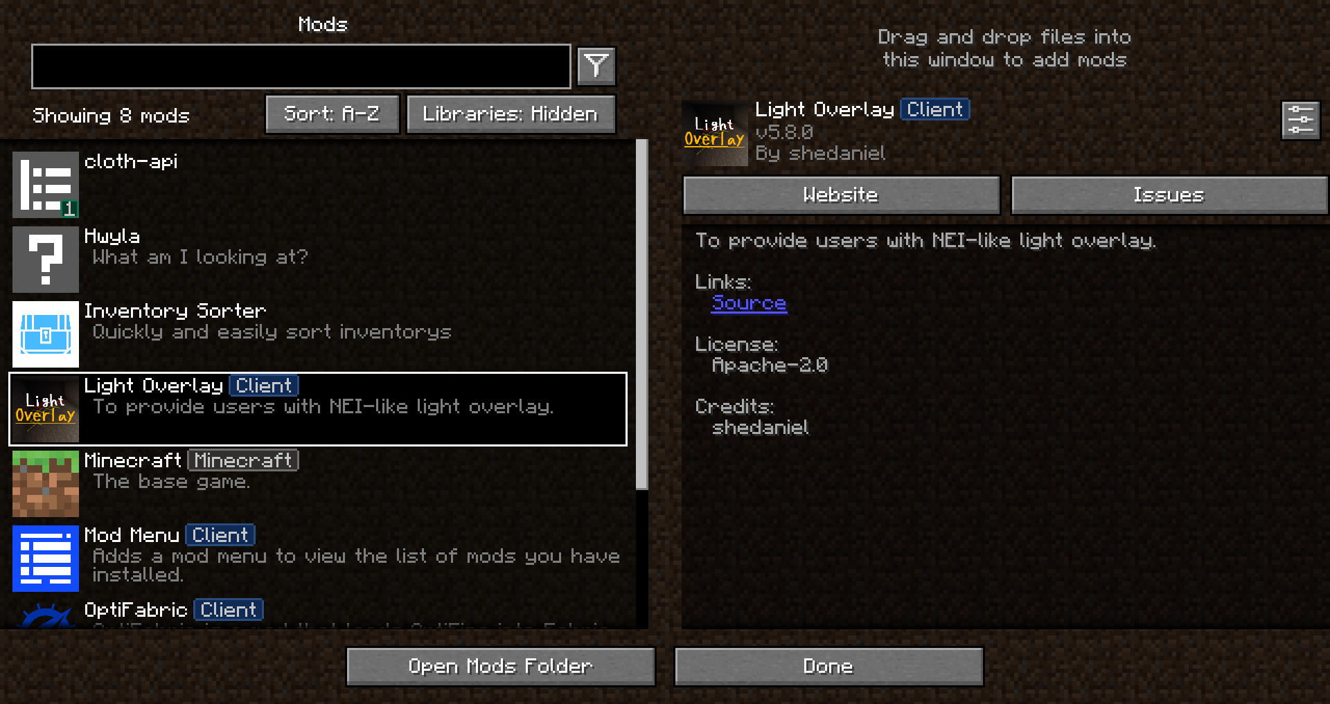 Menu Mod Interface