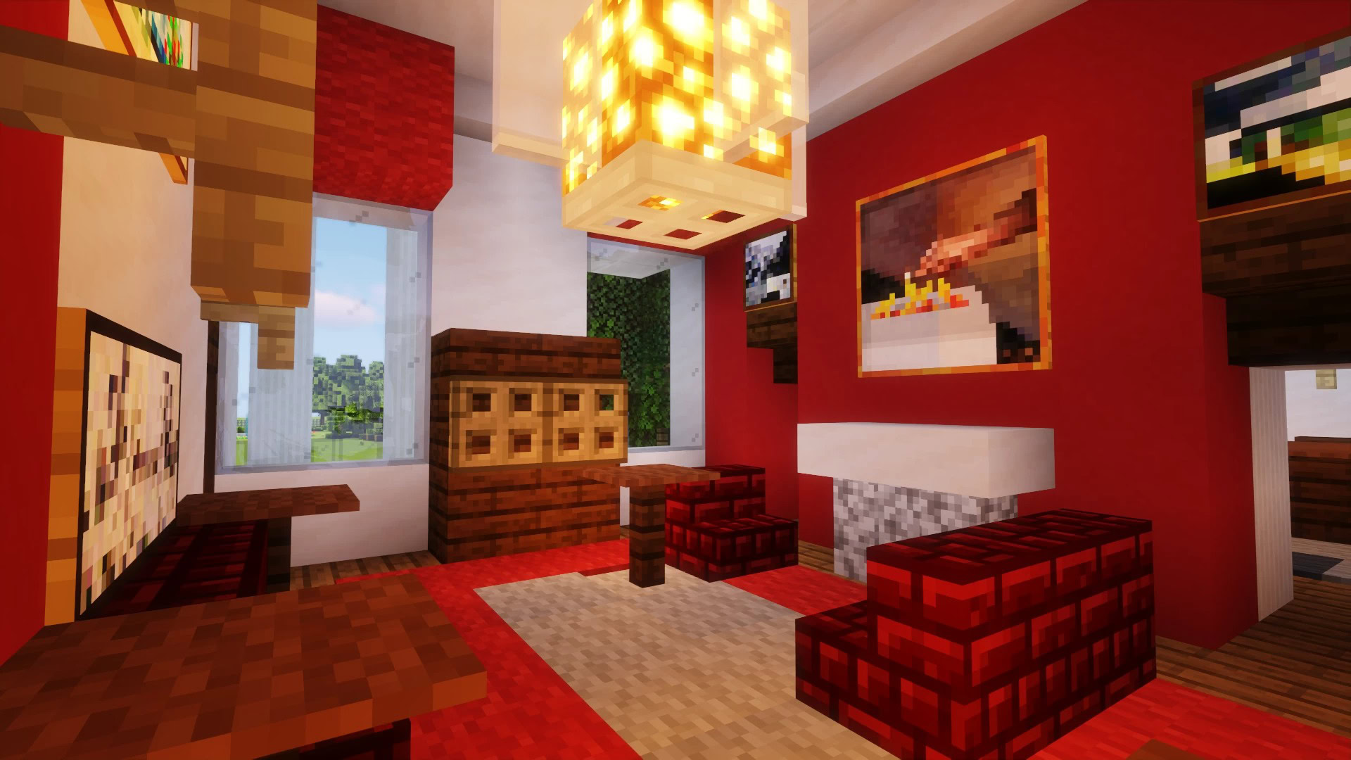 chambre rouge maison blanche