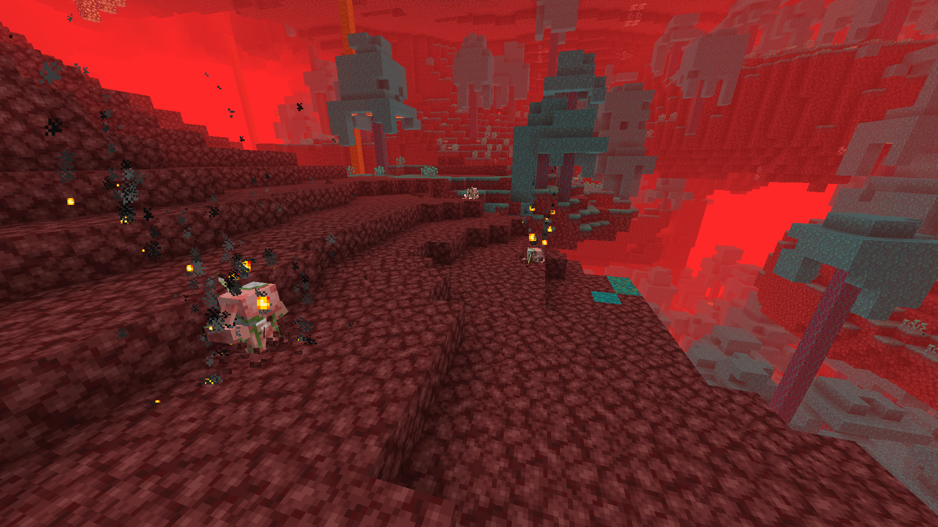 piglin zombifie qui sort du sol dans le nether