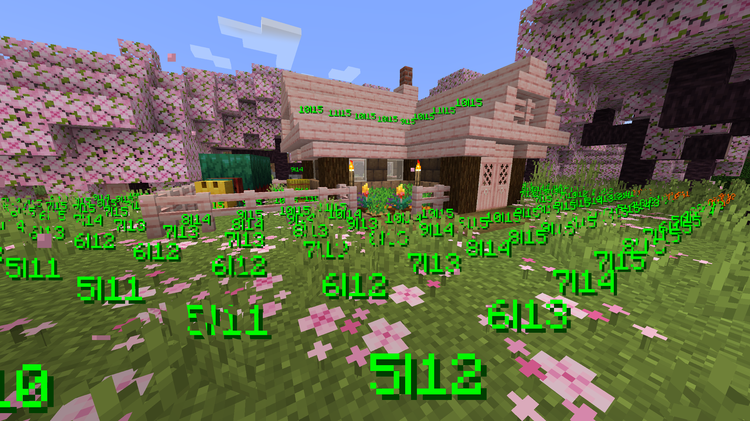 Minecraft Lighty mod montrant une zone sûre sans apparition de monstres.