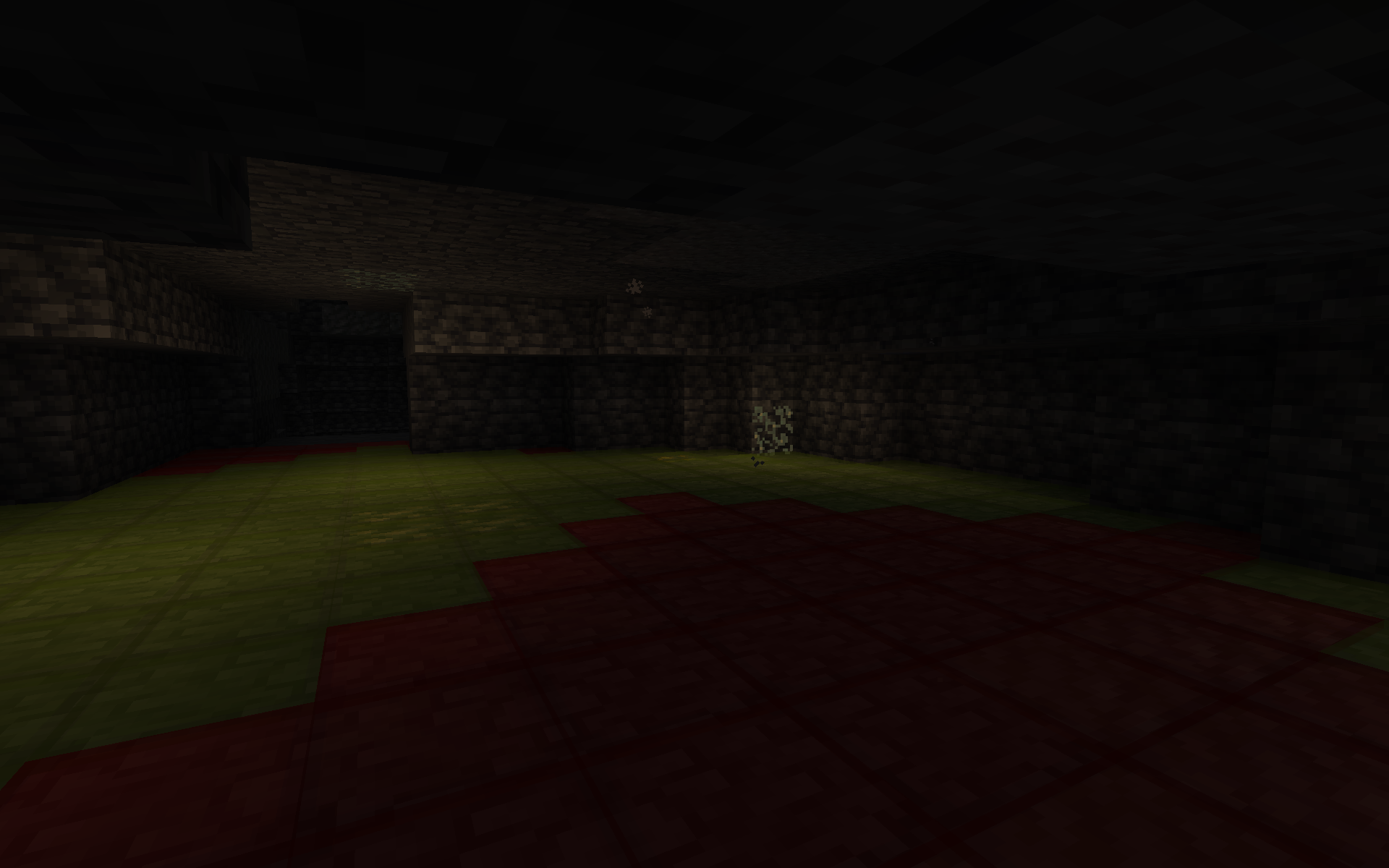 Minecraft Lighty mod avec un Glow Lichen empêchant le spawn de mobs.