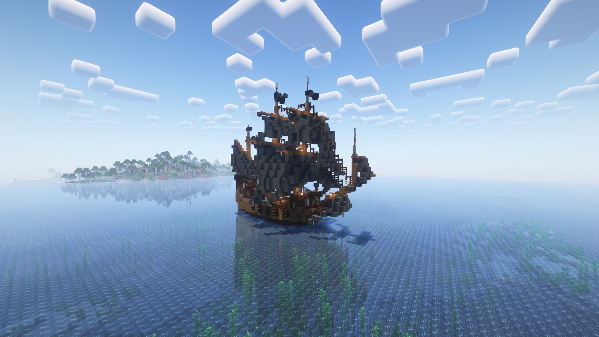 Navire illageois géant – Illager Warship sur l’océan