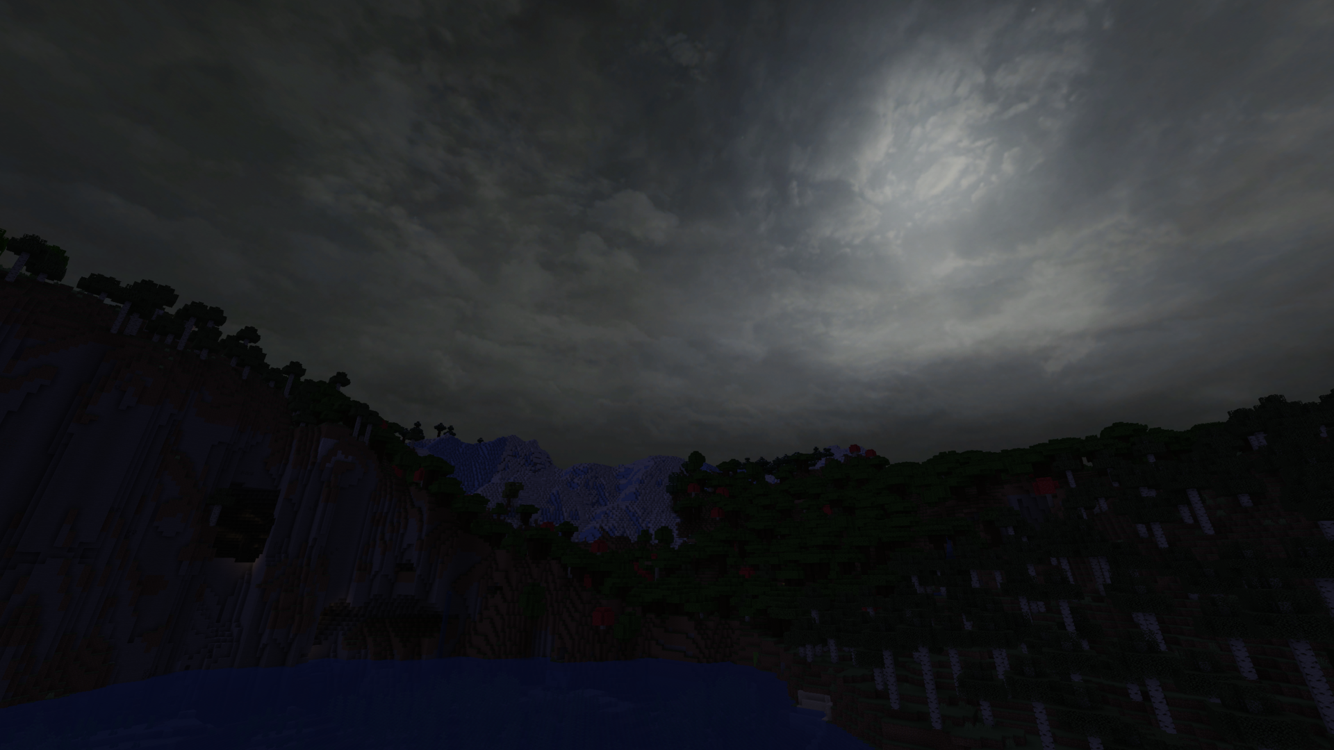 Minecraft – ciel nocturne nuageux au-dessus d’un lac — Black Mesa Skyboxes