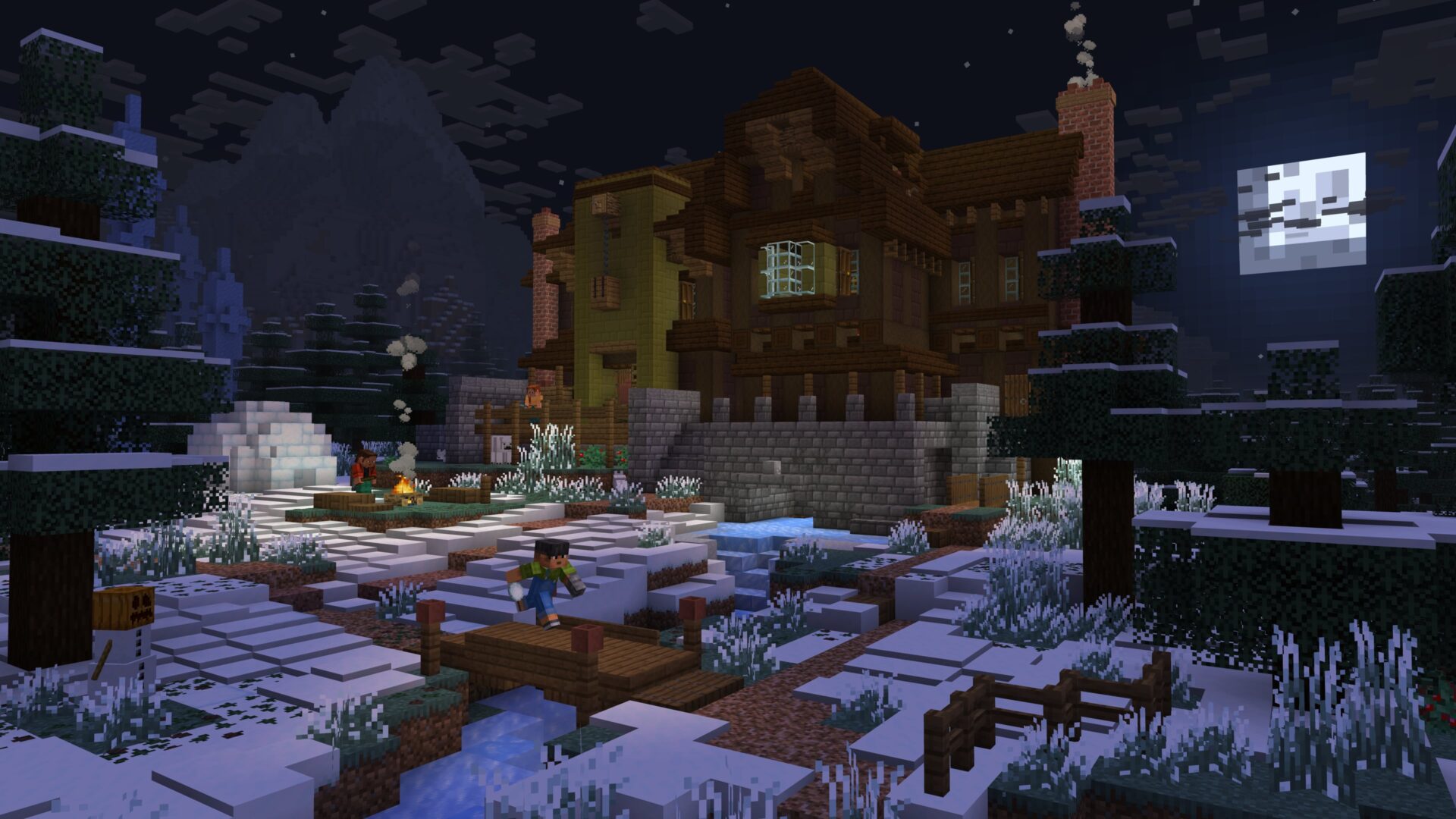 Campement en pleine préparation pour une nuit froide.