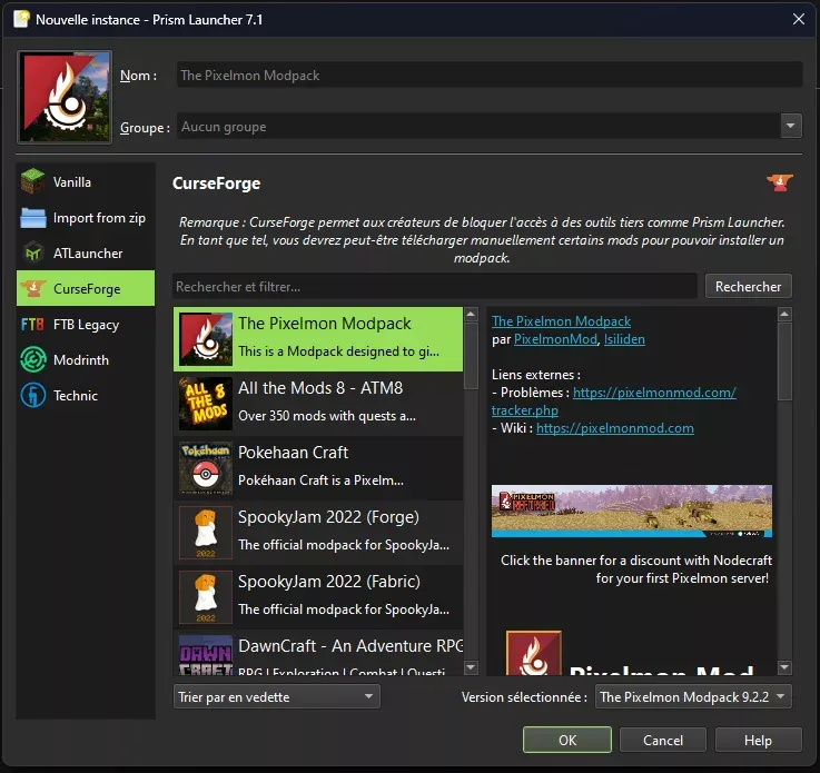 installer modpack prism 1