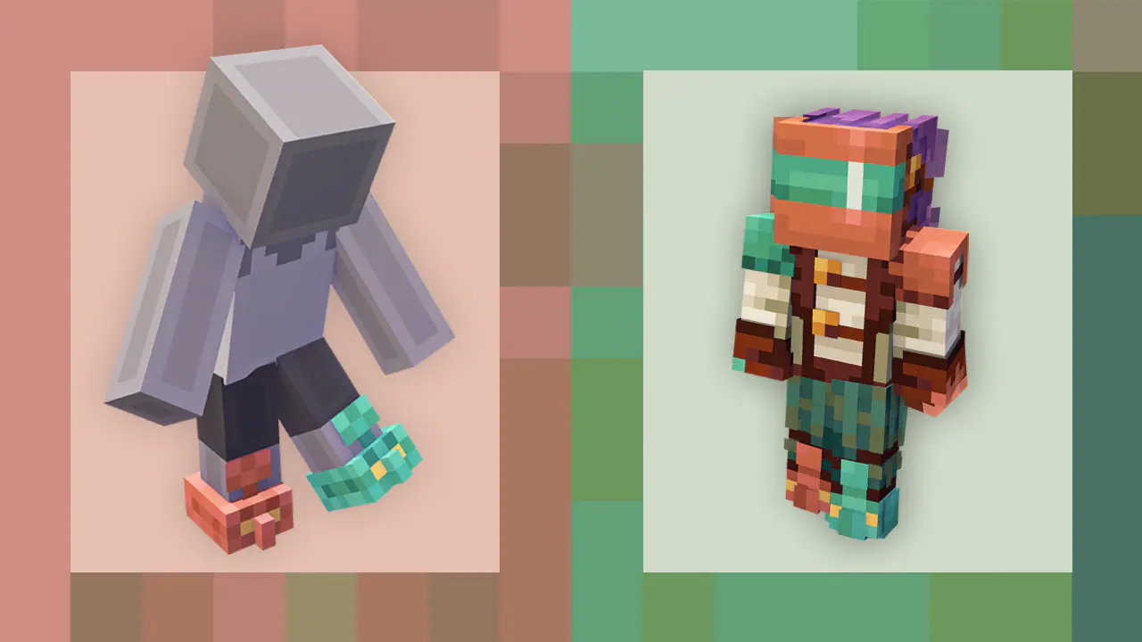 Copper Golem Slippers et Copper Welder Skin dans Minecraft